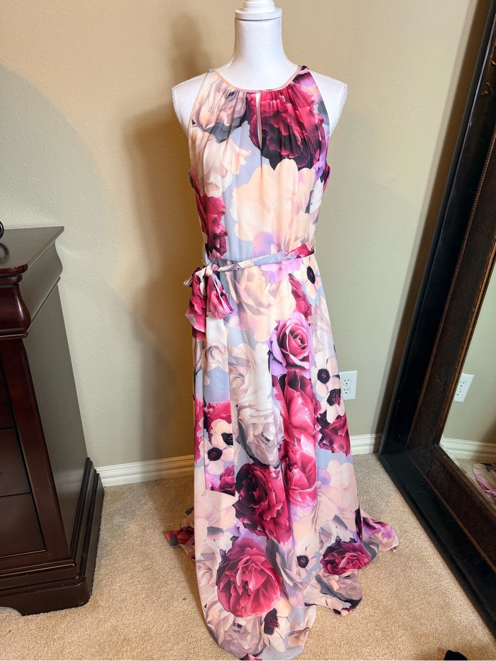 Floral Halter Maxi Dress — Pink & Purple
